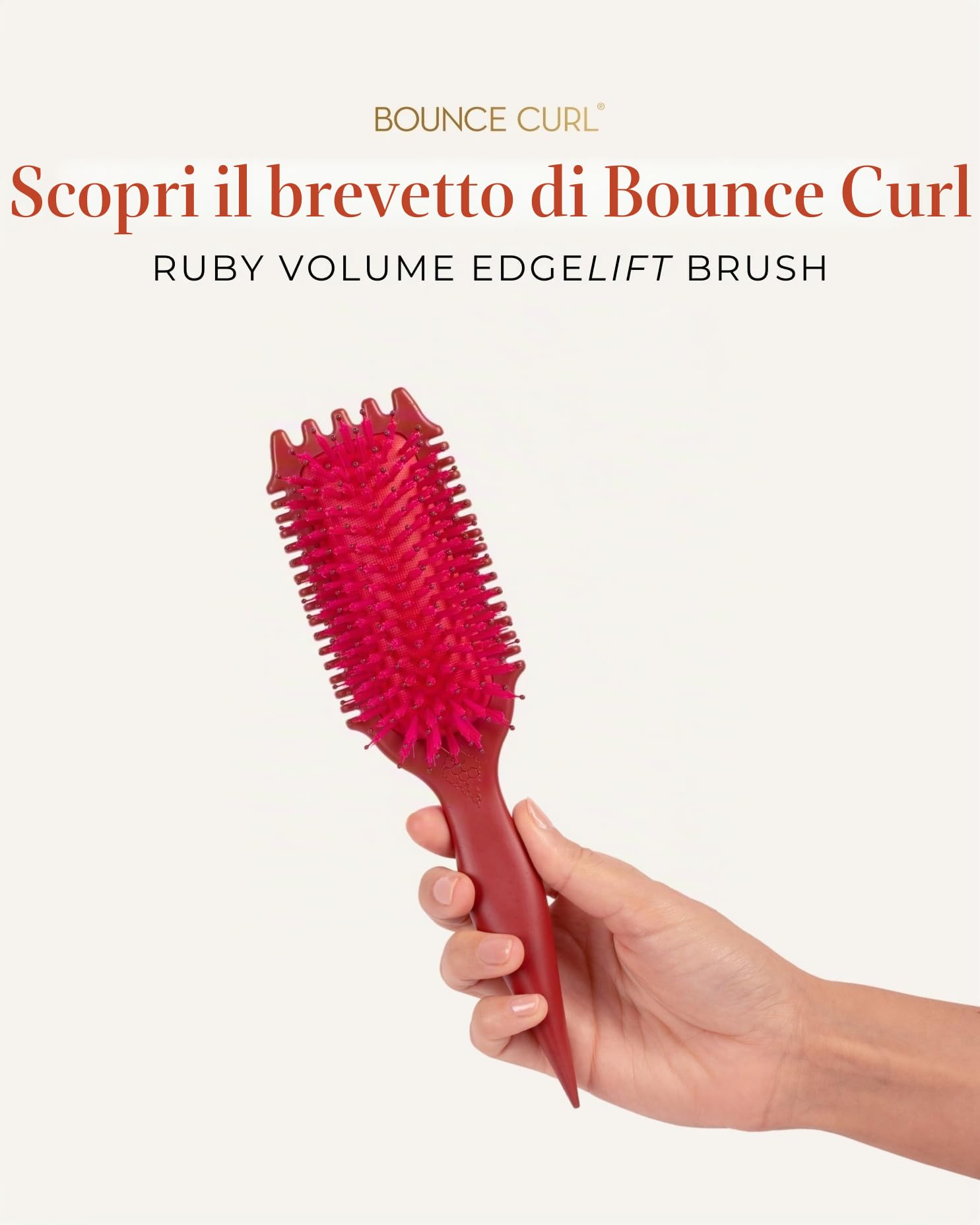 Bounce Curl Volume EdgeLift Brush - Spazzola per capelli ricci per volume e definizione delle radici, rubino