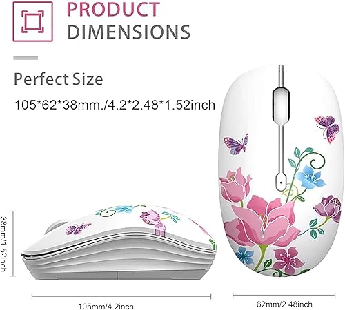 Miniatura 5 de Lindo mouse inalámbrico, 2.4G silencioso para oficina y negocios, con receptor USB, 1200 DPI, ratones ópticos para laptop, laptop, PC, computadora