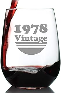 Bevvee Vintage 1978 Stemless Wine Glass - 47th Birthday Gifts for Women & Men Turning 47 - Bday Party Decor - Large 17 oz