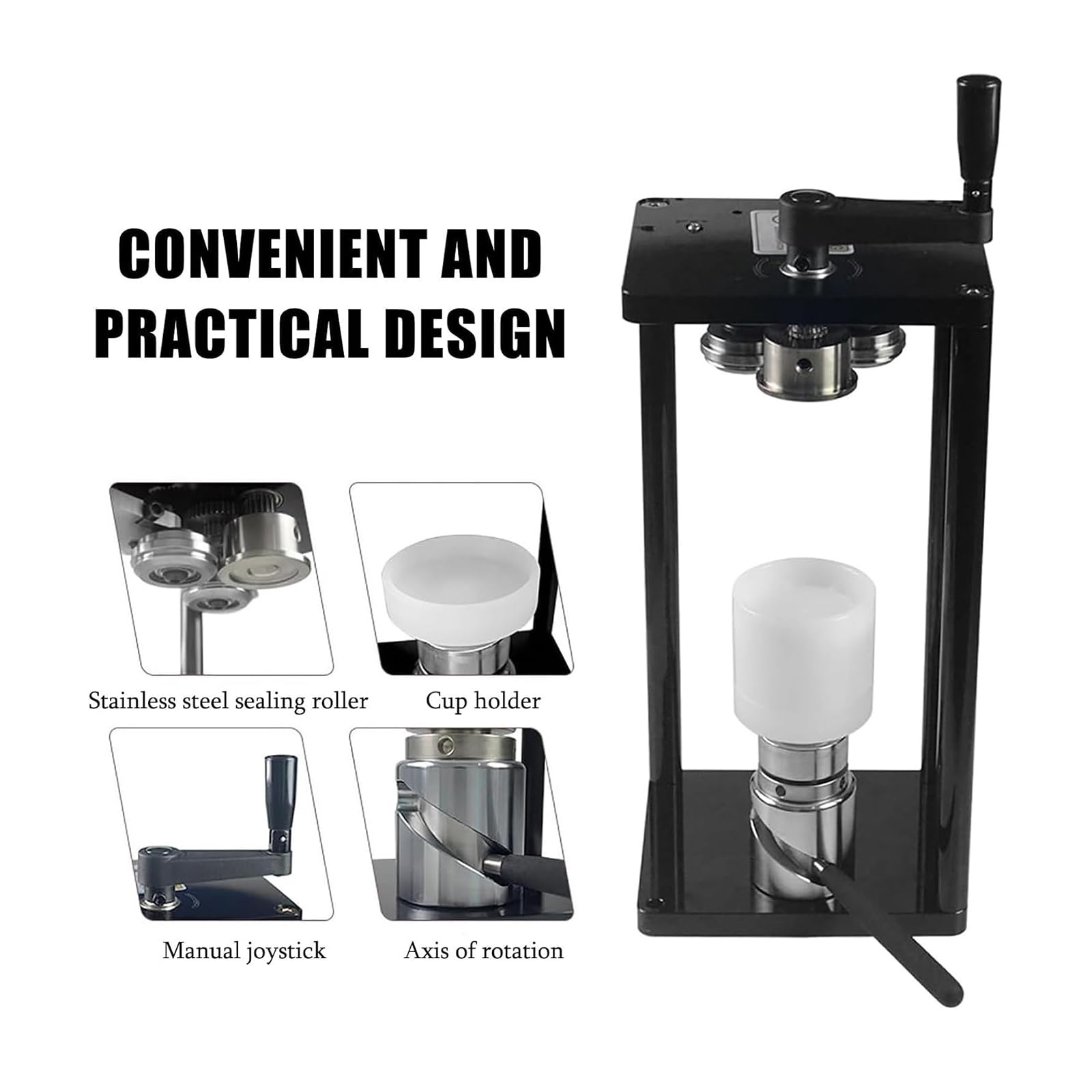 Sigillatrice manuale per lattine, dispositivo di sigillatura sottovuoto per alimenti in scatola, tè al latte, caffè, rulli in acciaio inox e alberi rotanti
