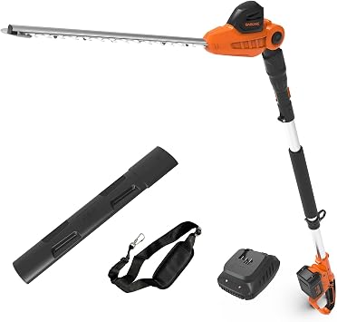 GARCARE Hedge Trimmers Cordless with Battery - Pole Hedge Trimmer with 20V 4.0Ah Li-Ion Battery & Quick Charger, 450mm Laser Cut Blade