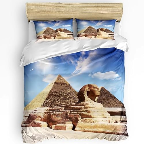 Funda Nordica Cama 90 pirámide Juego de Ropa de Cama de Suave Microfibra (Niñas Niños), Transpirable Fundas Nordicas 150x220 cm + 2 Fundas de Almohada 50x80 cm