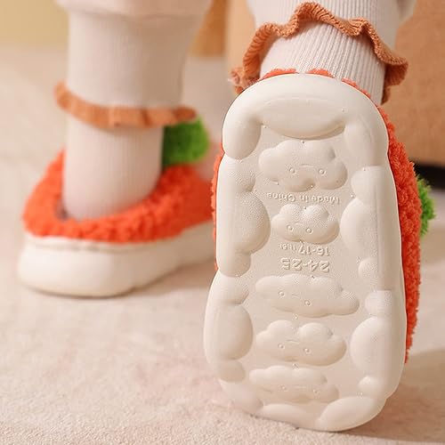 Miniatura 3 de sfdgfhyf Toddlers House Slippers Girls Toddler Cotton Slippers Girls Winter Home Indoor Warm Fruit (Red, 10.5 Years Big Kids)