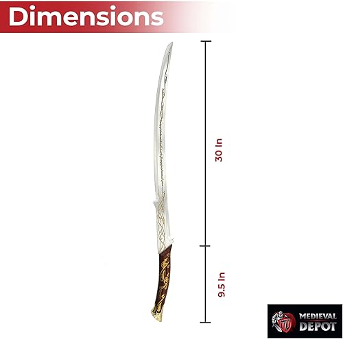 Miniatura 2 de MedievalDepot Espada de cimitarra de fantasía, hoja de acero inoxidable de 30 pulgadas, mango ABS, vaina de madera