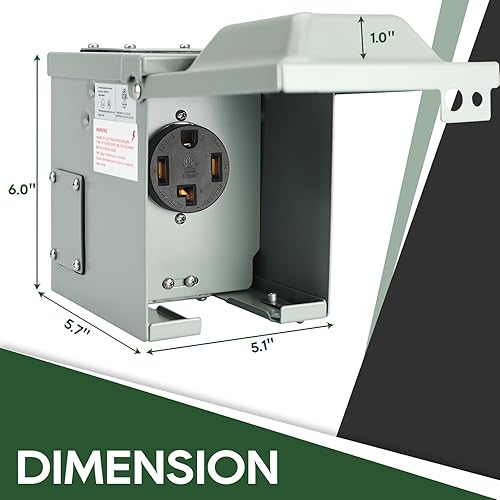 Miniatura 5 de Caja de toma de corriente de 30 amperios, receptáculo NEMA 14-30R de 125250 voltios, resistente a la intemperie, panel eléctrico para exteriores,