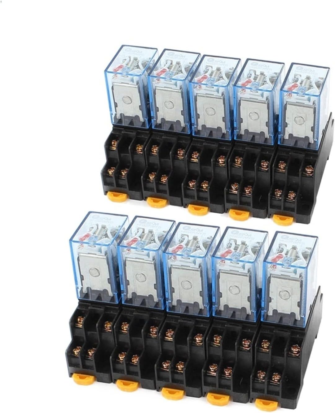 10set MY4NJ DC 12V Coil 4NO 4NC Green LED Indicator Power Relay 14 Pin Base(DC 12)