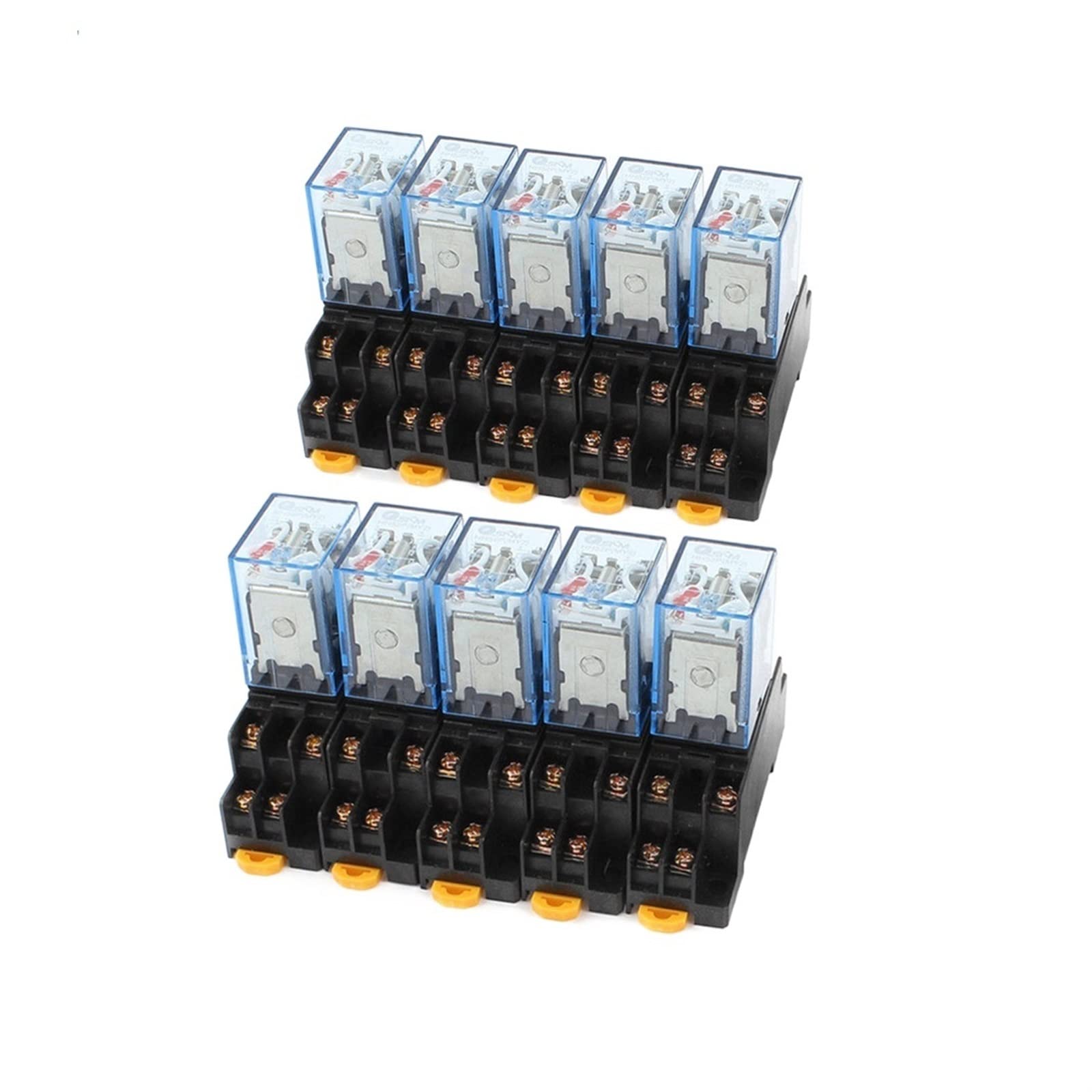 GJZIFGFWQ 10set MY4NJ DC 12V Coil 4NO 4NC Green LED Indicator Power Relay 14 Pin Base(DC 24)