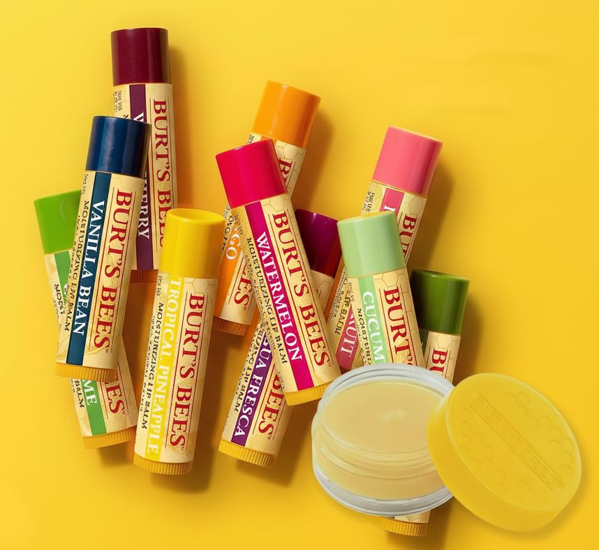 Image of Burt's Bees 9 Count Lip Balm Variety Set + 1 Lemon Sorbet Lip Treatment - Stocking Stuffer - Flavors Choosen at Random