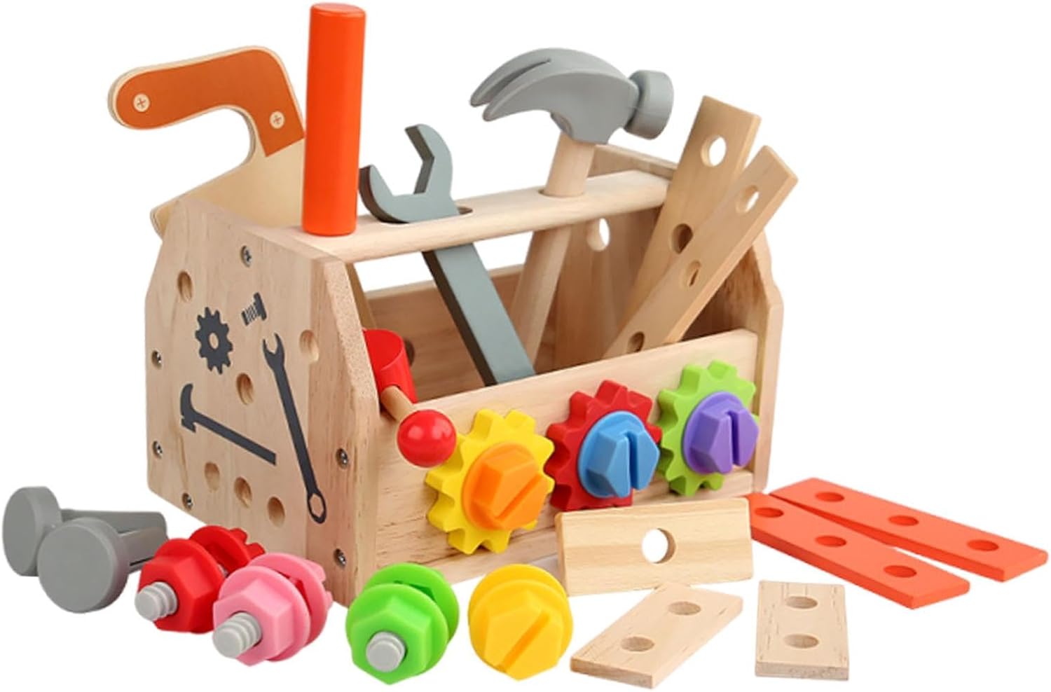 Wooden Model Building Kit, Construction Toy, Wooden Tool Set for Children Aged 2 to 6 Years