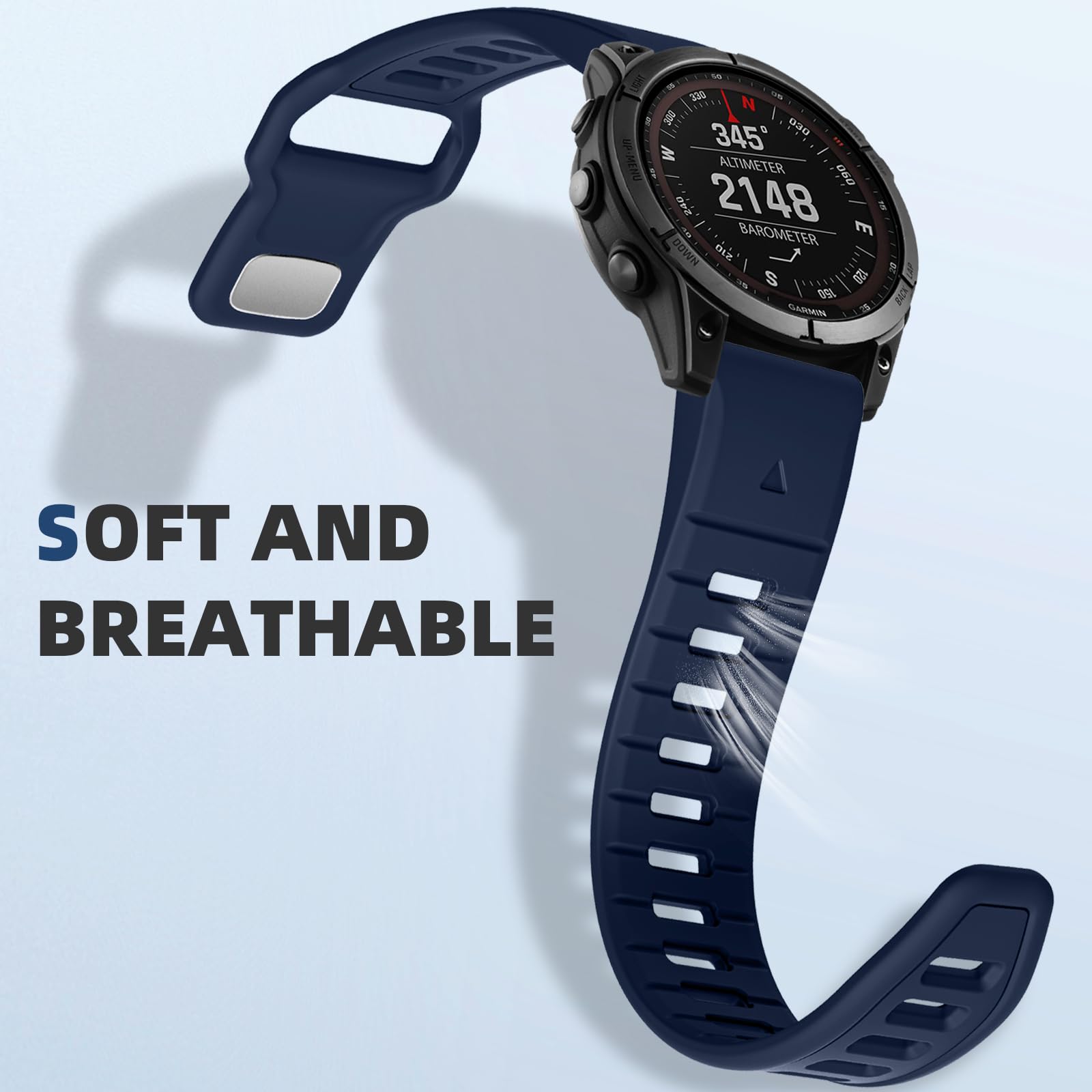 Negatta Strap Compatible With Garmin Fenix 7X/Fenix 7X Pro/Fenix 6X Pro/Fenix 5X Plus/Fenix 5X/Fenix 3/3 HR, 26mm Quick Fit Silicone Watch Strap for Garmin Epix Pro 51mm/Instinct 2X Solar - Image 3