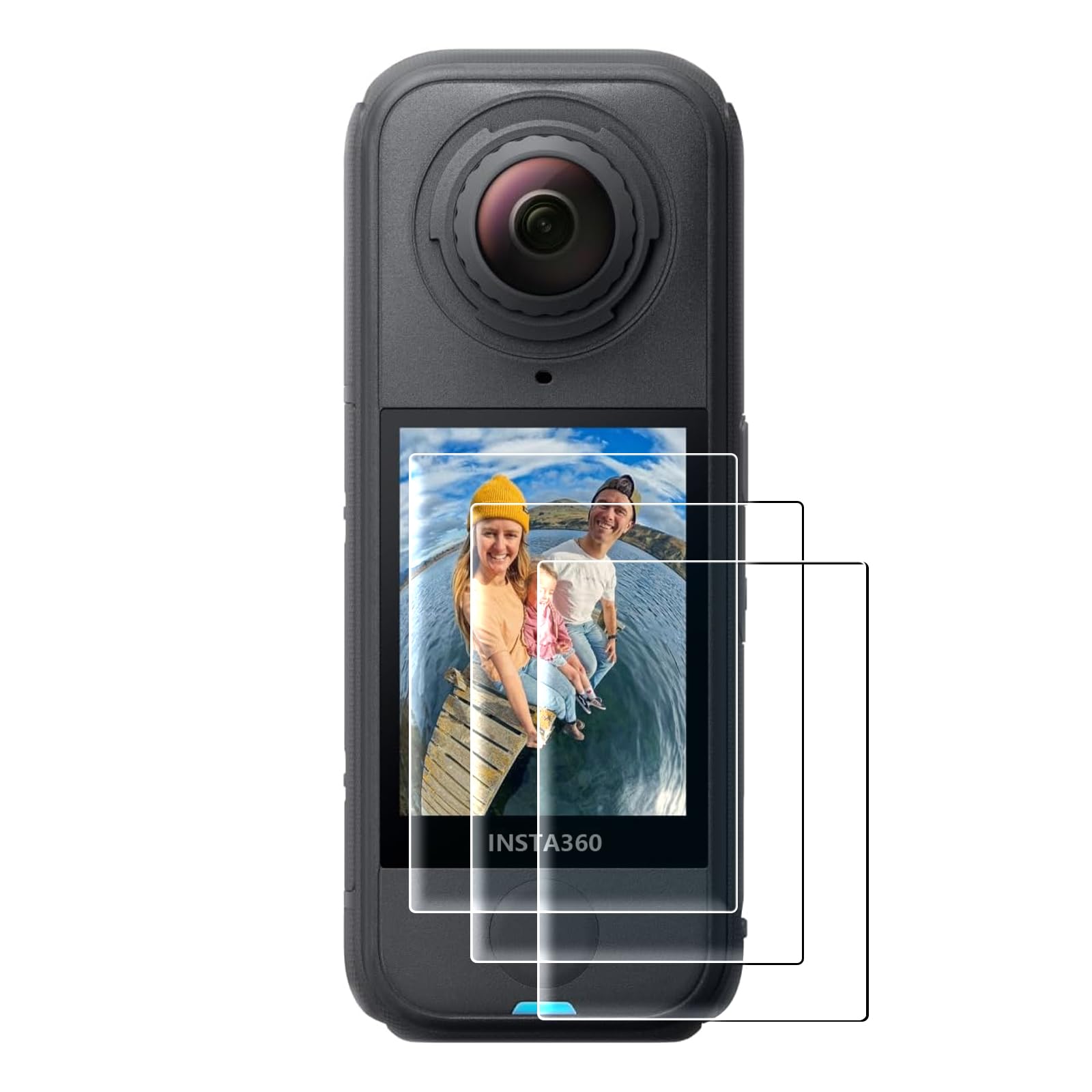 AMAZEAR Protezione Schermo per Insta360 X4 Air Action Camer (confezione da 3), accessori Insta 360 X4 Air, pellicola in vetro temperato impermeabile, anti-graffio, anti-impronte, anti-bolle