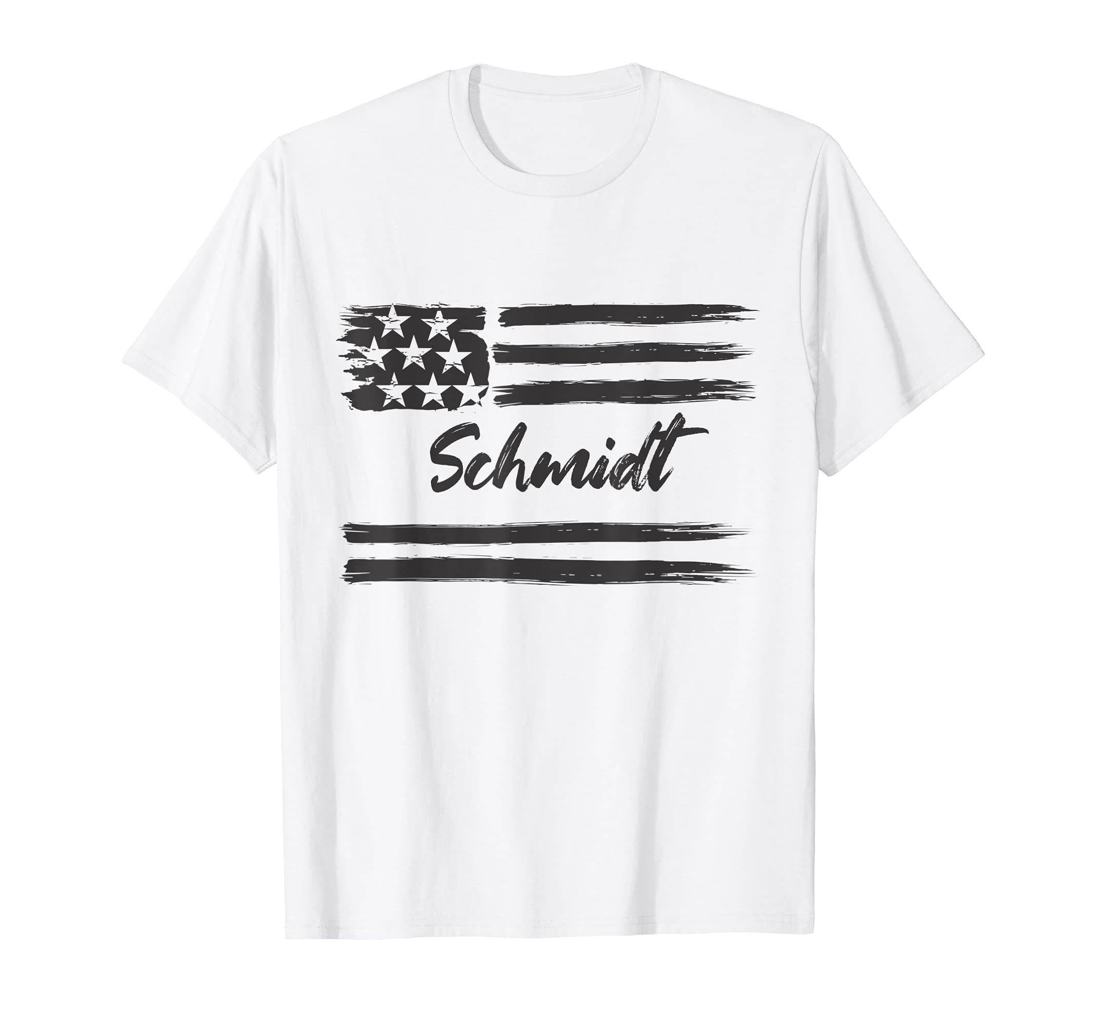 Schmidt - Personalized Name, Stars and Stripes, USA Flag T-Shirt, White