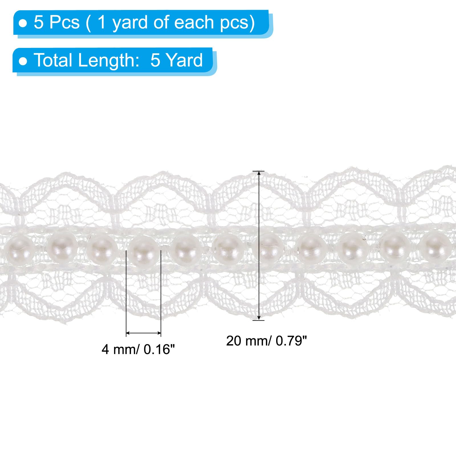 PATIKIL 5 Yard Faux Pearl Lace Ribbon - Image 2