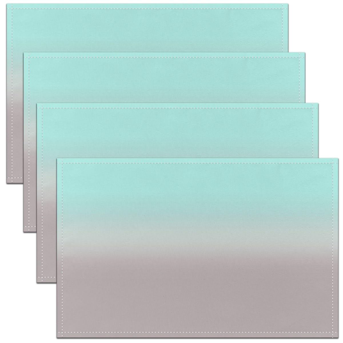 Homemissing Multicoloured 17 Blue And Grey Table Place Mats For Kids Ombre Blue Washable Fabric Table Mats Placemat 45X30cm Gradient Style Placemat Abstract Art Placemat