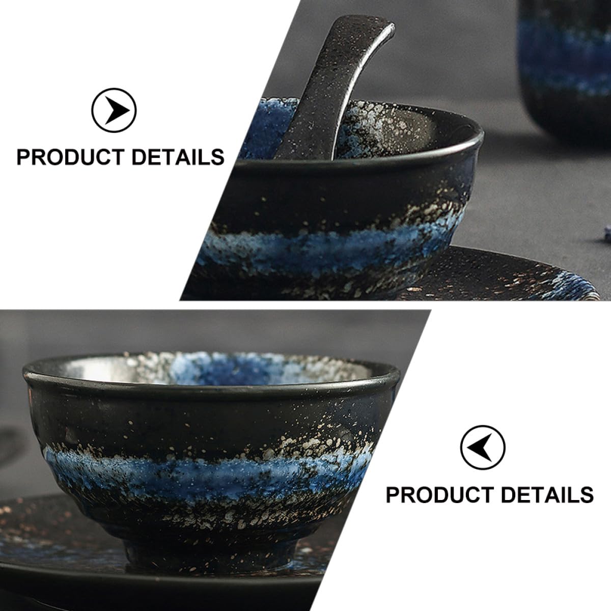 NUOBESTY Ensemble Vaisselle Céramique 4 Pièces pour Restaurant de Sushis – Bols, Cuillère et Plat – Service Table Japonerie, Lavable Lave-vaisselle, Usage Hôtel et Fondue
