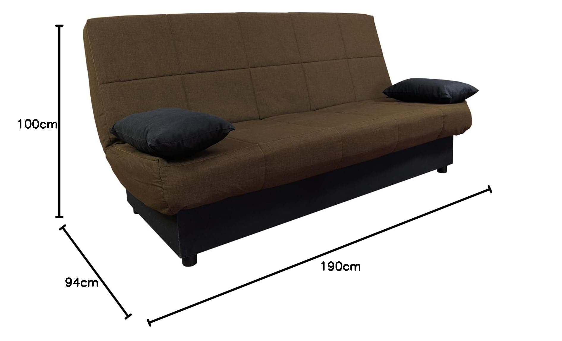 MUEBLIX.COM | Sofa Cama Martina | Sofas de Salón Modernos | Asientos y Respaldo Espuma | Sofa Clic Clac | Estructura Tablero de Particulas | Color Marron