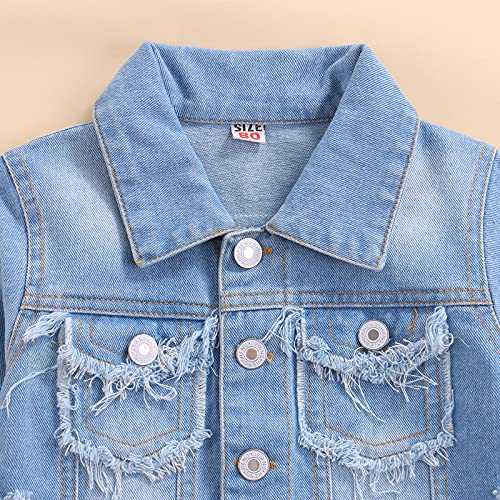 MOUU Giubbotto di Jeans a Maniche Lunghe