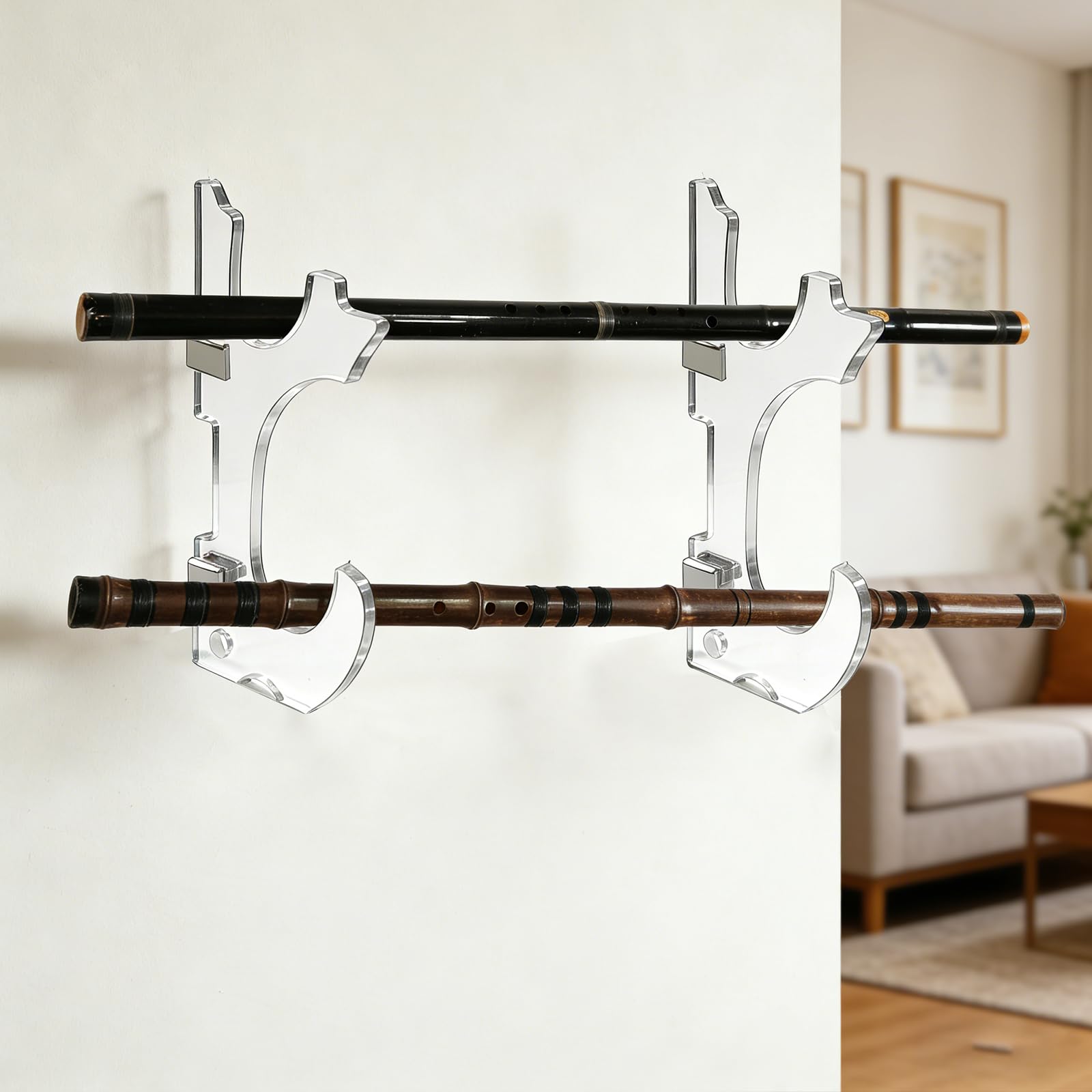 Soporte Katana Pared 2 Niveles Expositor de Acrílico Transparente para Katanas Real Sable Samurai