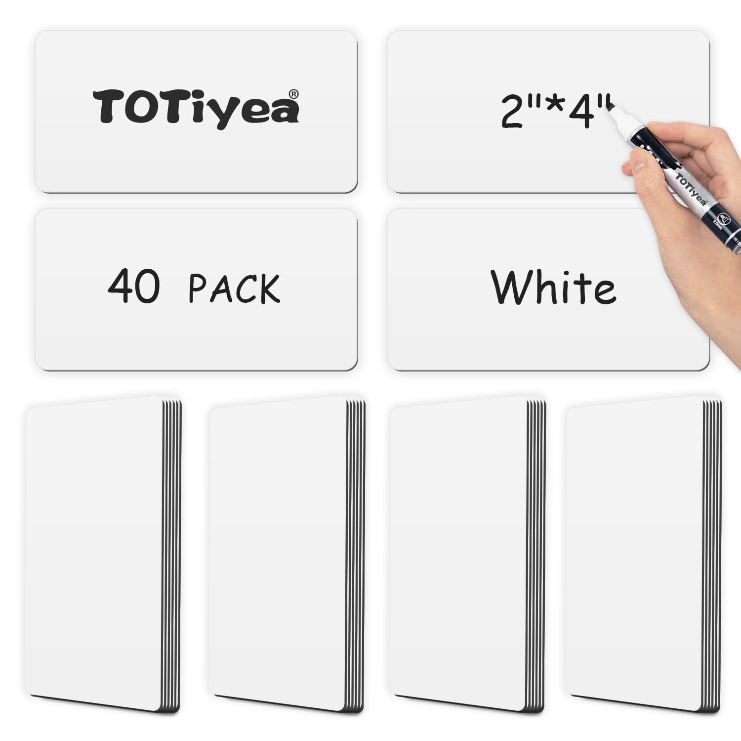 TOTiyea 40 Pack Magnetic Dry Erase Labels, 2X 4 Inches, Magnetic Large Blank Cards,Magnetic Label Stickers for Whiteboards, Dry Erase Name Magnets,White โ image 1