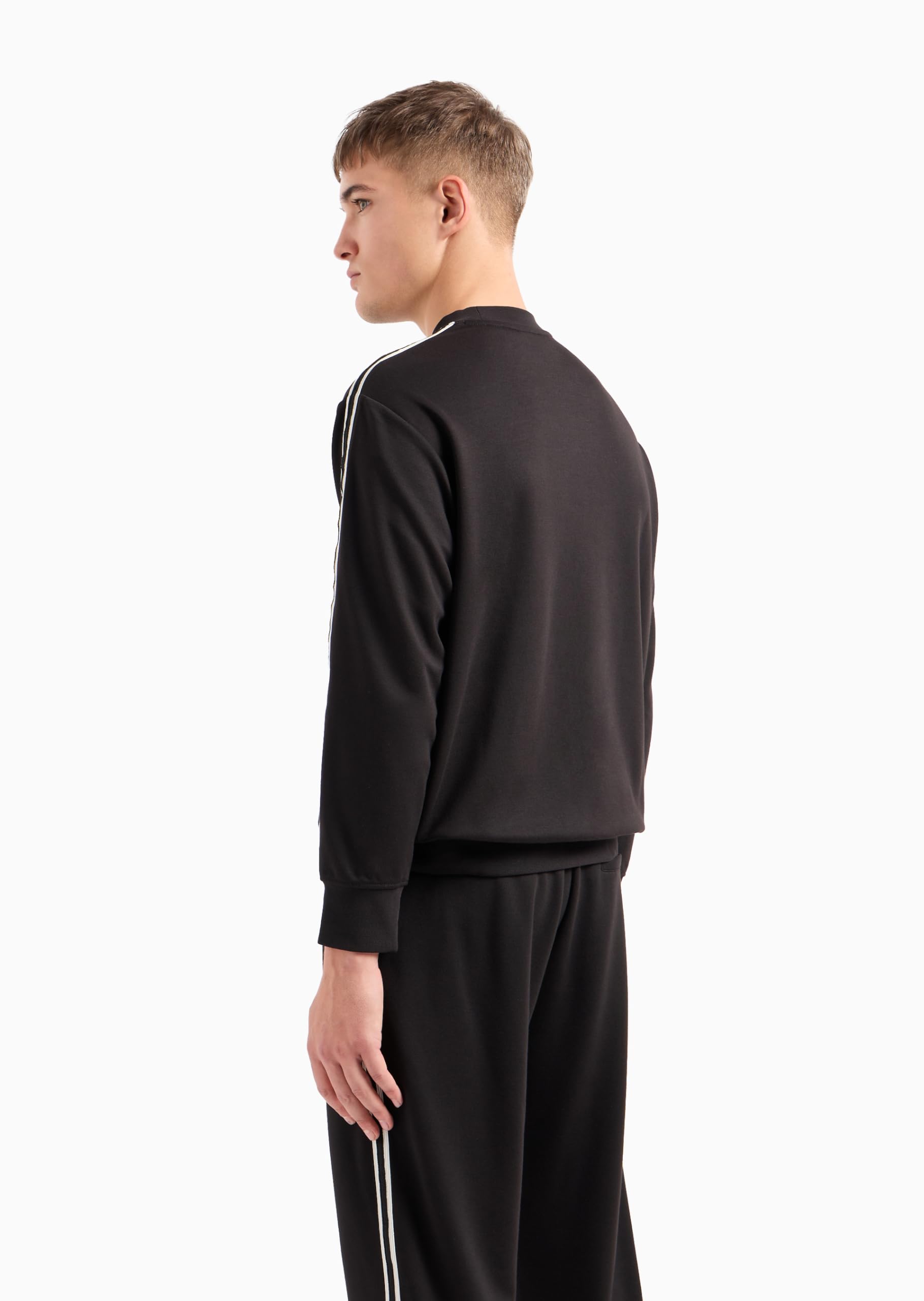 Armani Exchange Signature Logo Stretch Poly Viscose Crewneck Felpa Maglia di Tuta Uomo (Pacco da 1)