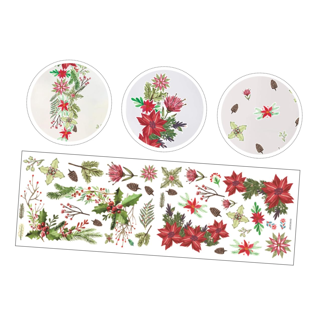 TOPBATHY Pegatinas de Flores Navideñas de PVC Autoadhesivas para Decoración de Ventanas Stickers de Pared para Navidad Decoración Interior Reutilizables y Removibles