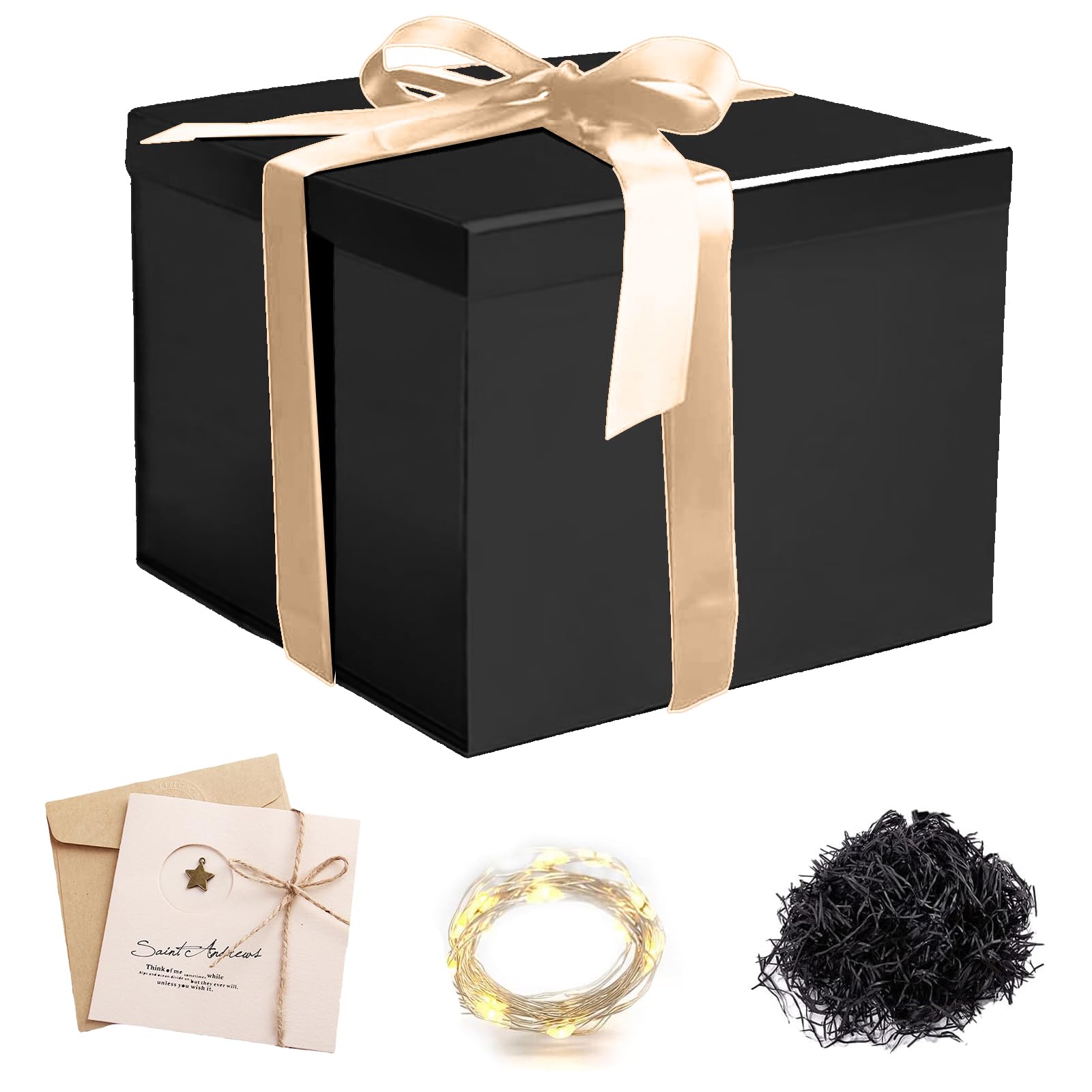 Set Scatola Regalo Rosso - 23x23x18cm Con Carta Velina E Biglietto | Per Natale, Compleanni, Matrimoni | Confezione Elegante - Foto 8