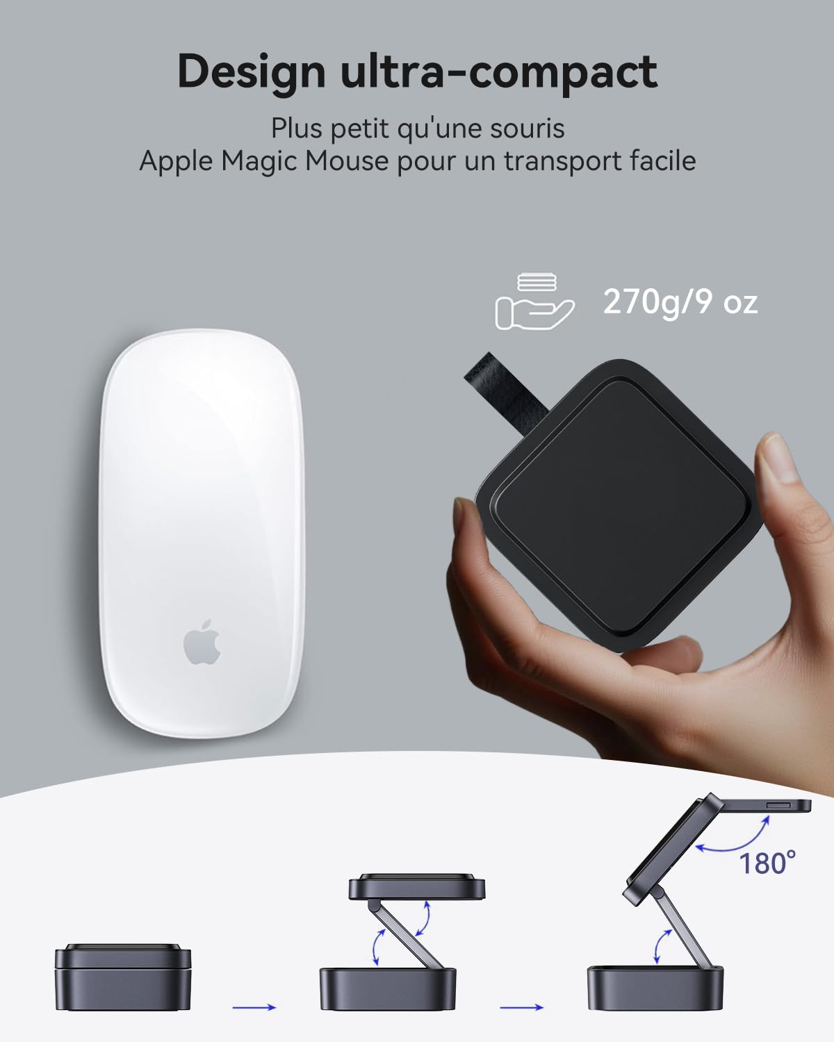 3-en-1 Station De Recharge pour Apple, Magnétique Pliable Rapide Chargeur de Voyage Compatible Mag-Safe pour iPhone 17e/17/16/15/14/13/12/Air Série, Apple Watch & Air-Pods Pro/4/3/2