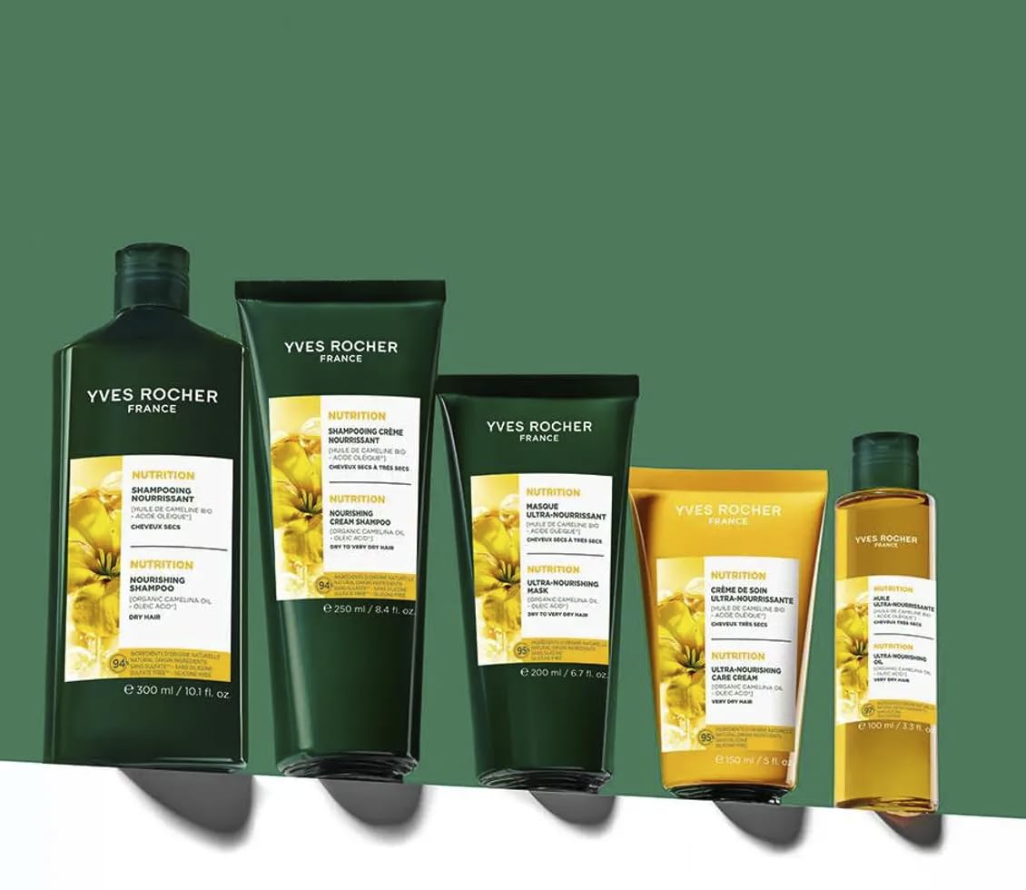Yves Rocher Intensively Nourishing Hair Shampoo Camelina Oil All Hair Types 300 ml./ 10.1 fl.oz