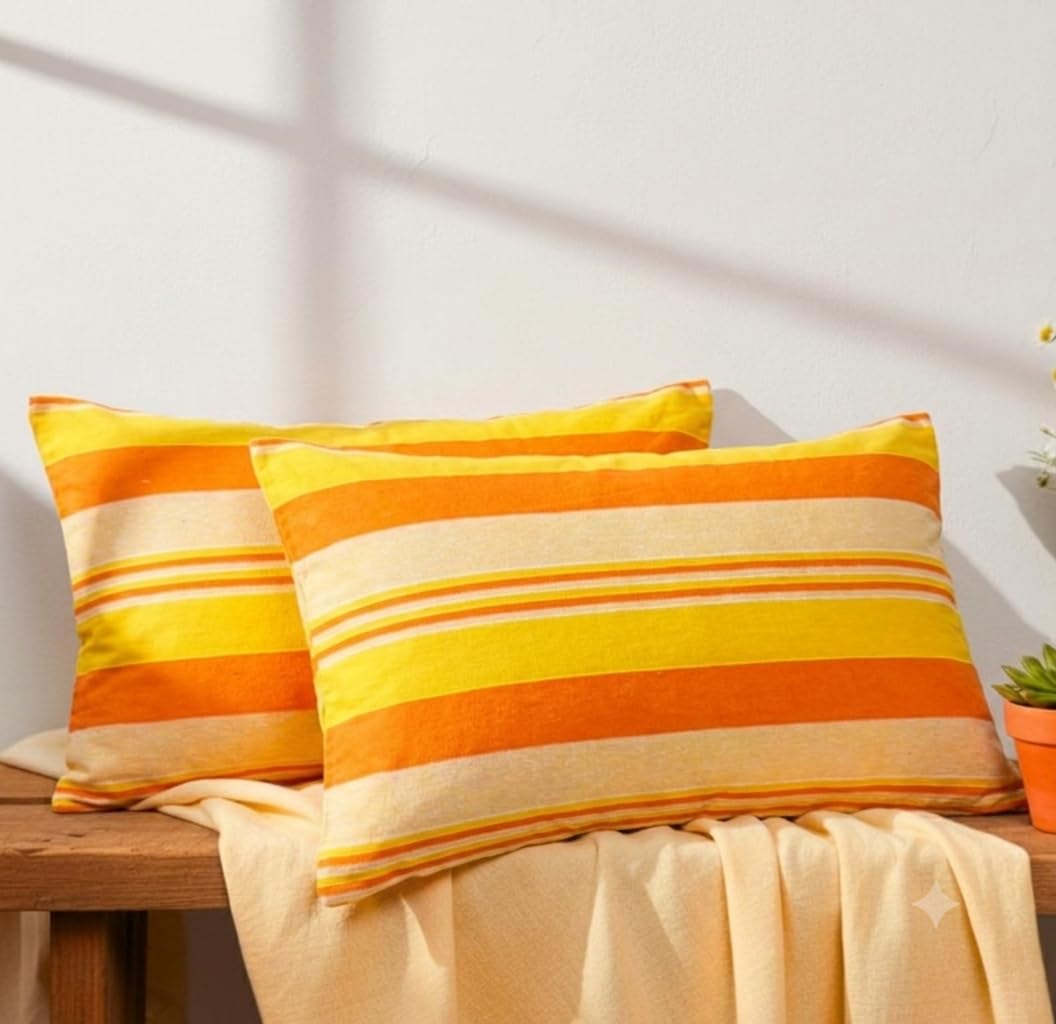 Handloom Cotton Pillow Covers Set of 2, 18 x 28 Inch, Kerala | Pillows-image-46