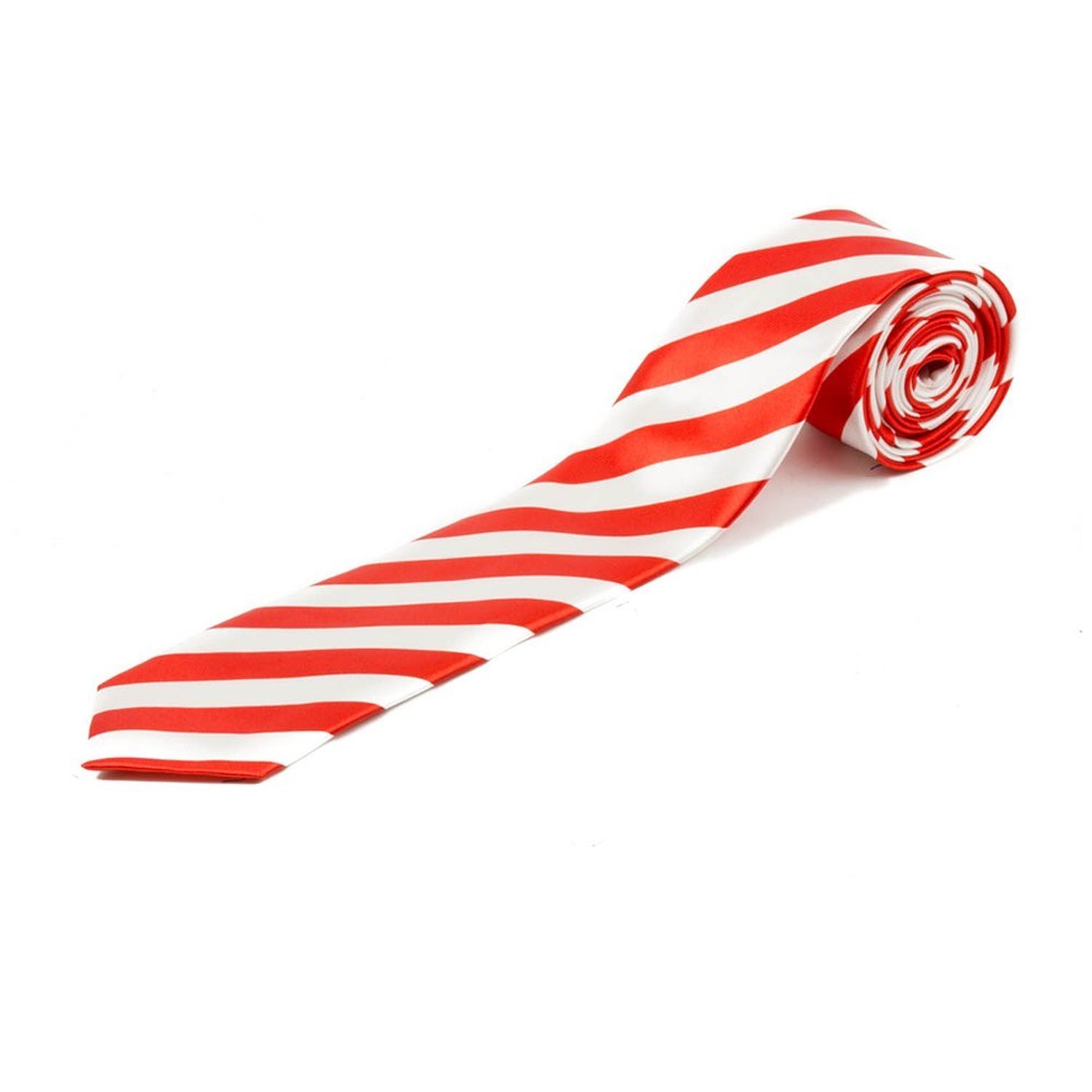 Mytoptrendz® -Silk Feel Classic Striped Tie Neckties Red and White Stripe stripy Tie, (Red and white stripe)