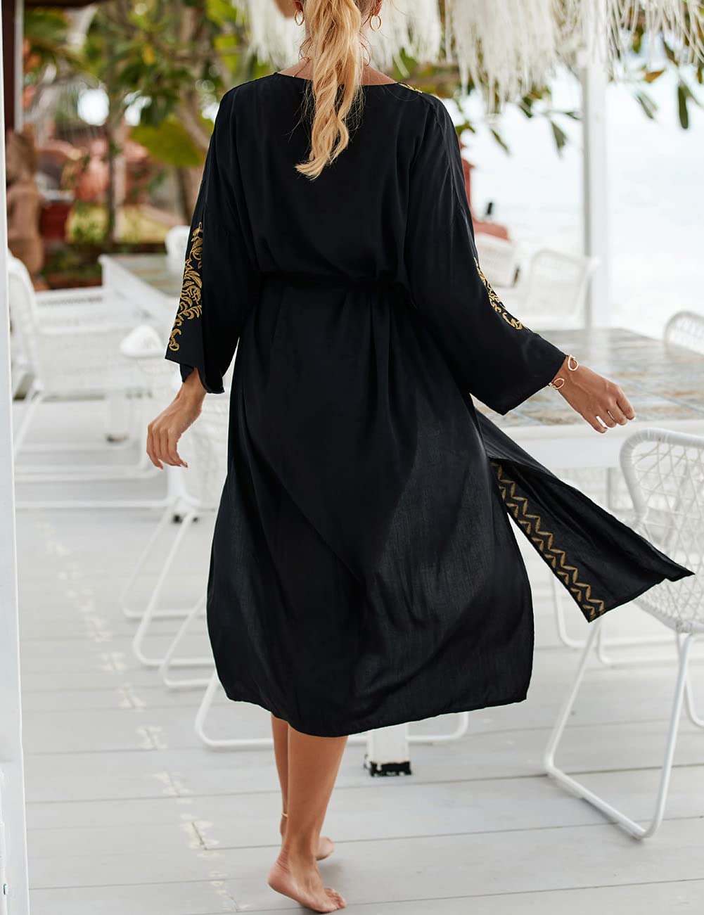 Bsubseach Damska bluzka szyfonowa/Rayon Beach Kimono Cardigan Long Bikini Cover Up