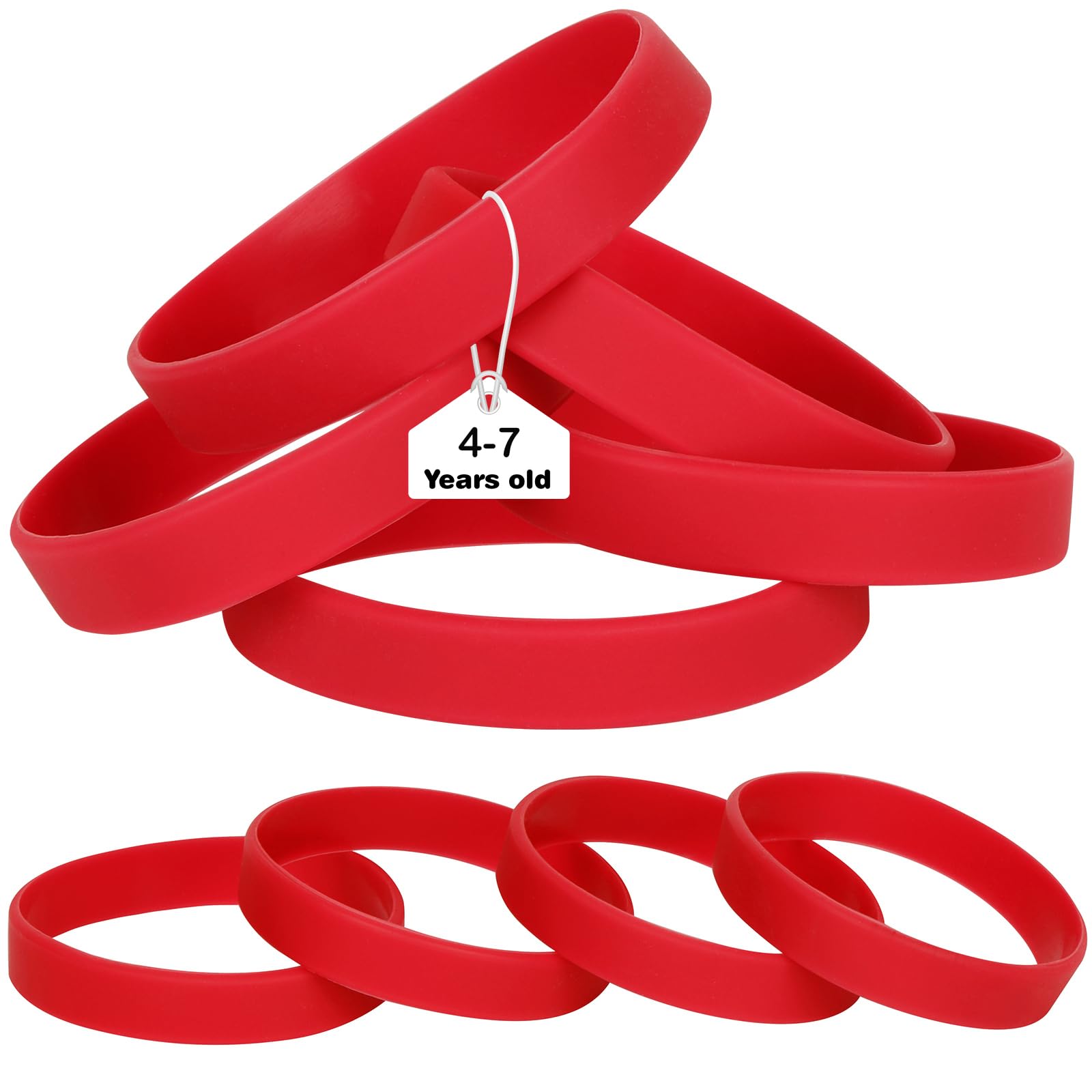 LVNRIDS Red Silicone Elastic Wristbands Rubber Bracelets 25 Pcs for Kid, 16 cm Length Coloured Wrist Bands Silicone for Business School Activity Party Events Music Festival