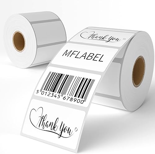 MFLABEL Etiquetas de envío perforadas térmicas directas de 2-14 x 1-14 pulgadas, etiquetas térmicas directas de 2.25 x 1.25 pulgadas para