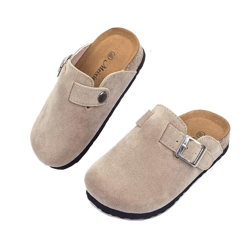 Kids Clogs for Girls Boys Cute Slip-on Slippers Classic Suede Cork Footbed Sandals Potato Shoes