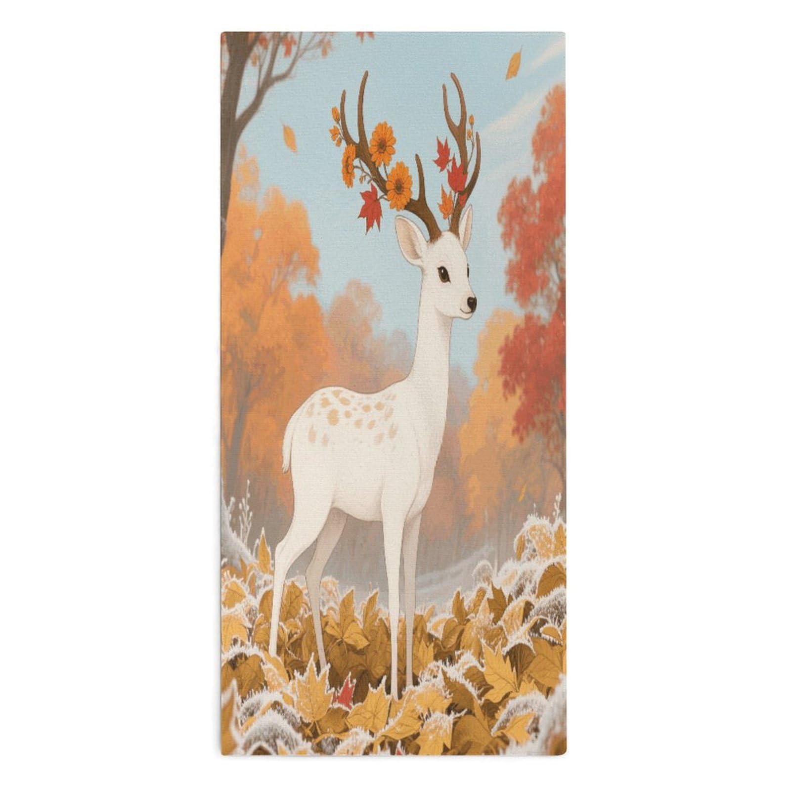 YUXBVKRS Deer Wearing Flowers Hand Towels for Bathroom 14x29 Inch