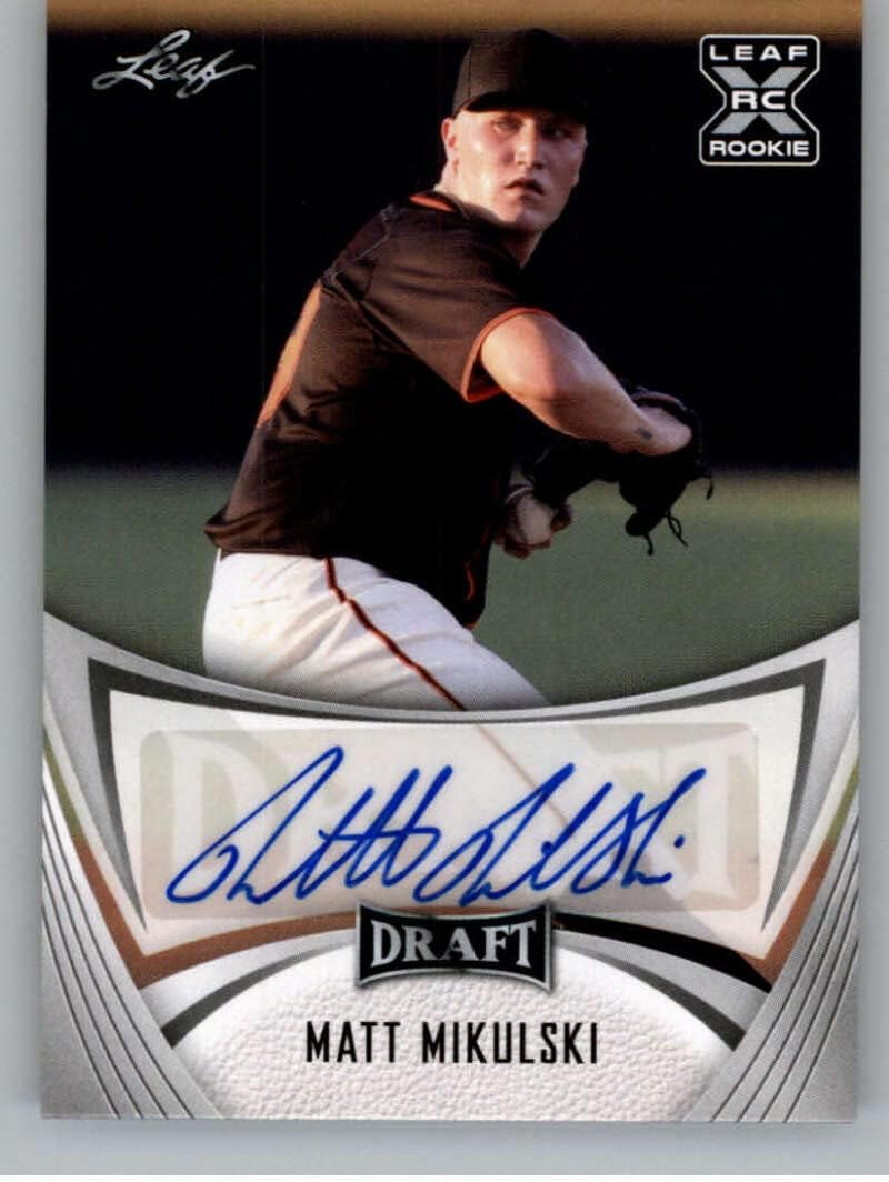 2021 Leaf Draft Autographs #BA-MM6 Matt Mikulski RC Rookie Card Auto Autograph XRC Draft/Prospect Baseball Card in Raw (NM or Better) Condition