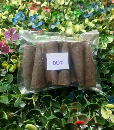 Oud Backflow Incense Cones (25 Cones) - 100% Natural Backflow Incense Cones - Christmas Backflow Incense Cones - Traditional Indian Incense (No Damaged Cones Hand Sorted Packet) #TOP26