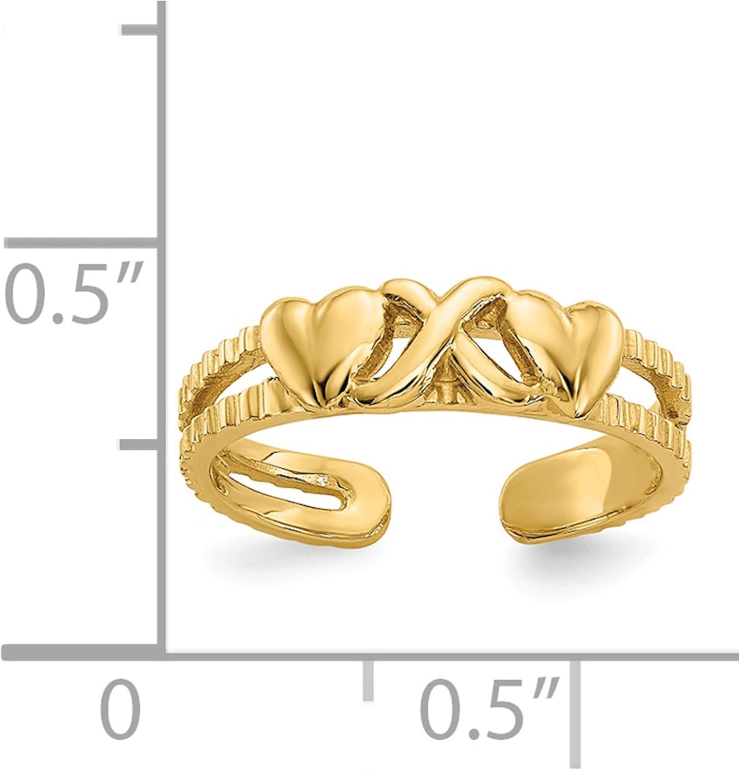 14K Yellow Gold Hearts & X Toe Ring - Jewelry By Sweet Pea