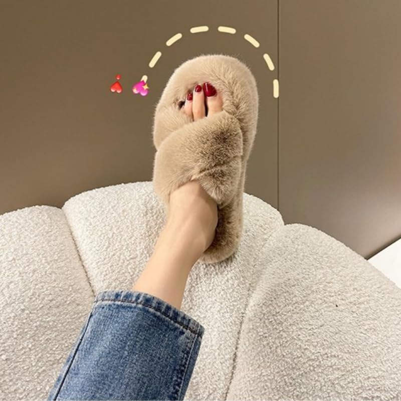 Women's Thick-Soled Winter Slippers - Comfortable Warm Faux Fur Casual House Shoes for Autumn/Home Wear2