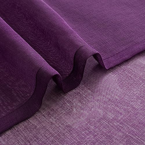 Image of Sheer Curtains 84 inch Length 2 Panels Set, Semi Sheer Privacy Curtain Drapes, Purple Rod Pocket Window Treatments Voile Curtains for Windows Living Room Bedroom Sunroom French Doors, 52 inchW x 84 inchL