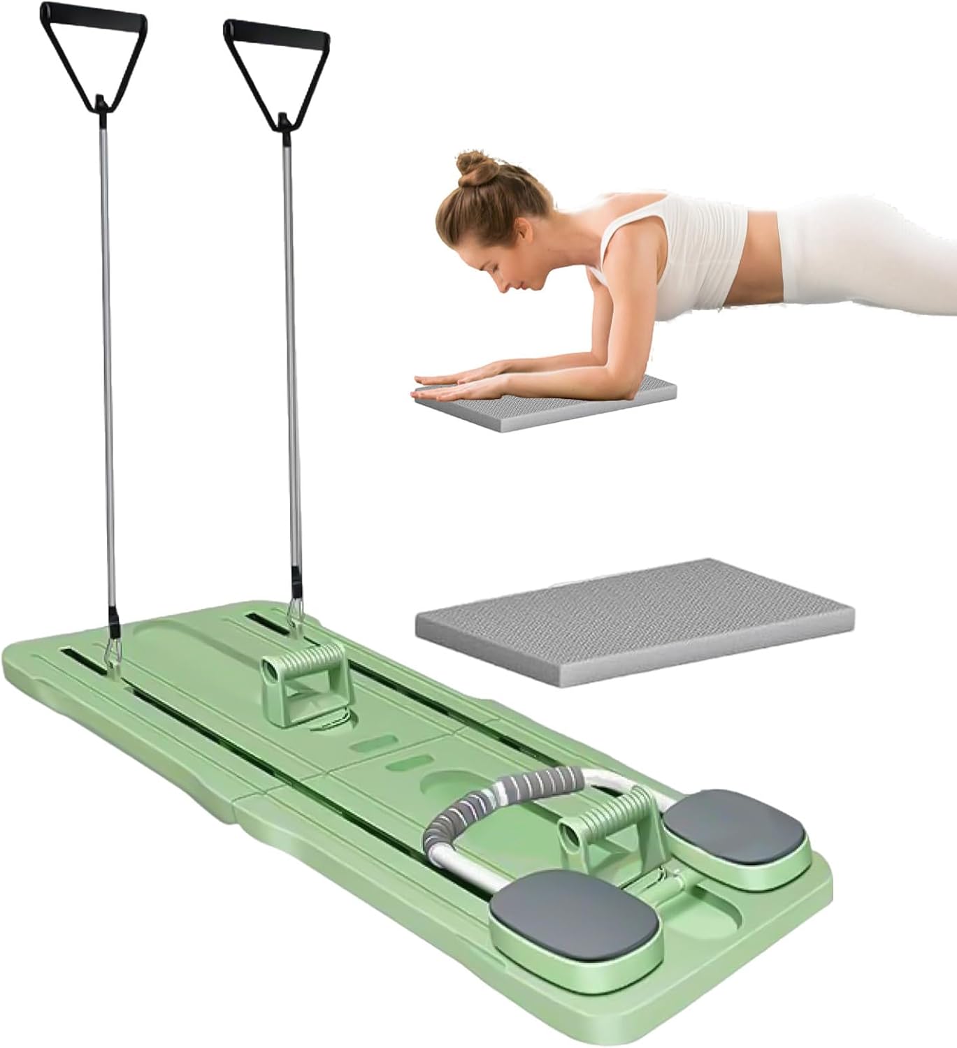 折りたたみ 多機能 フィットネスボード ホームエクササイズ プッシュアップボード ホームジム 自動リバウンド 脚トレーニング 腹部ト Guyyelt  家庭用ピラティス回復マシン、ピラティスボード、ホームジム用自動リバウンド付き折りたたみ式腹筋マシン、腹部ピラティスピ ... Ab Roller ボード,フィットネス腹筋プッシュアップピラティスボード - 男女兼用の厚みのある肘サポートパッド付き自動リバウン