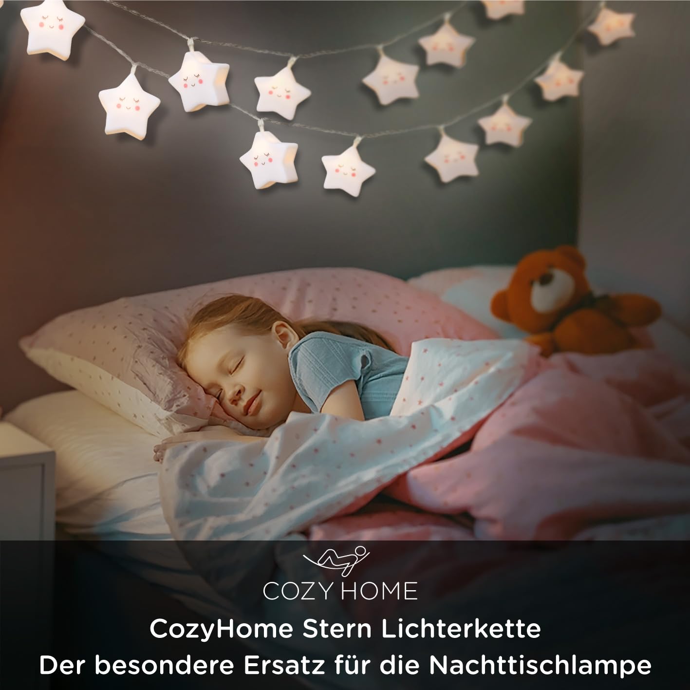 CozyHome Stern Lichterkette Kinderzimmer Deko - 20 LED & Timer I 5m Warm  Wei Batterie I Sternlichterkette fr Kinderwagen mit Sternen Hochbett oder  Kinderbett & Zelt Fairy Lights Sterne Sternchen: Amazon.de: Elektronik