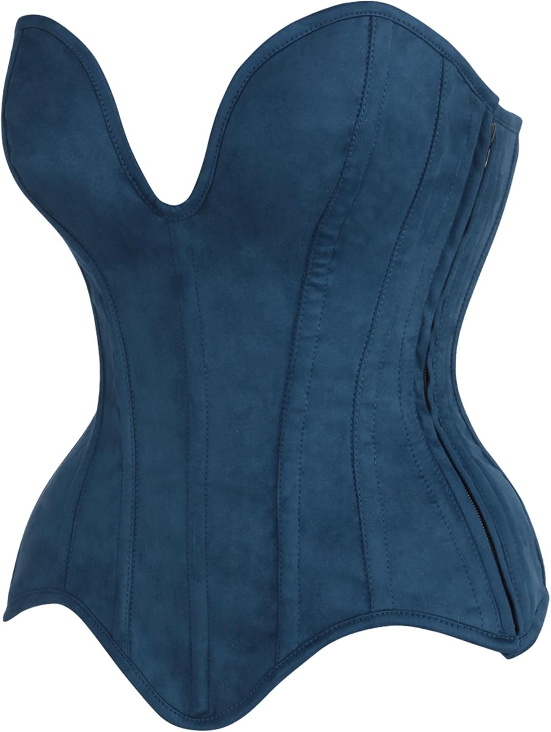 Daisy Corsets Womens Blue Suede Plunge Steel Boned Corset Top & Plus Size Western Fashion Apparel - Image 2
