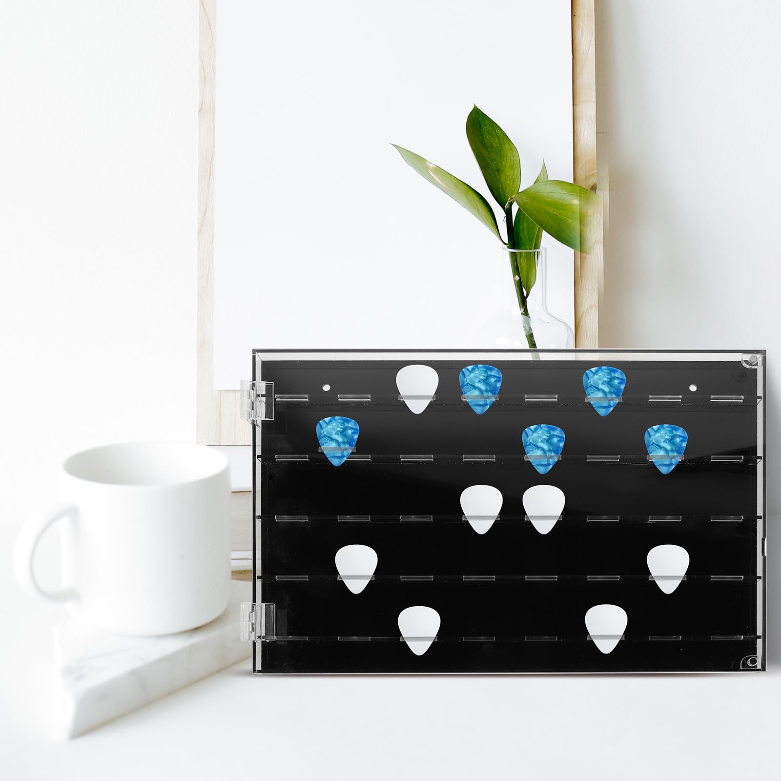 Toyvian Przezroczysty Organizer Kostki Do Gitary z Przegródkami Ścienny Uchwyt Piórka Akustyczne i Elektryczne Kompaktowe Etui Do Przechowywania Kolekcji dla Muzyków i Miłośników Muzyki