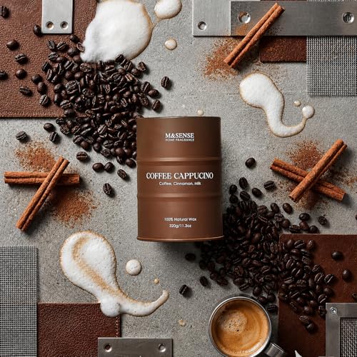 Image of M&SENSE Coffee Cappuccino Scented Candles, Christmas Soy Wax,Christmas Decor Candle 11.3oz 70 Hours Long Lasting Burning, Strong Coffee Aroma Candle Unique Housewarming Appreciation Gifts