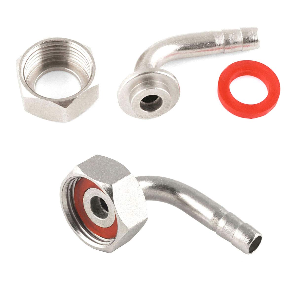 IceyonDraft Beer Faucet Connectors- 90° Tail Piece Elbow + Hex Nut + Washer Inner Dia. 6mm for beer hose Pack of 2