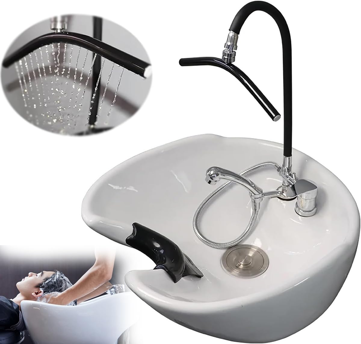 Cabezal De Ducha para Lavabo SPA Masaje De Cabeza Estante De Circulación De Agua Ducha En Cascada Doblada