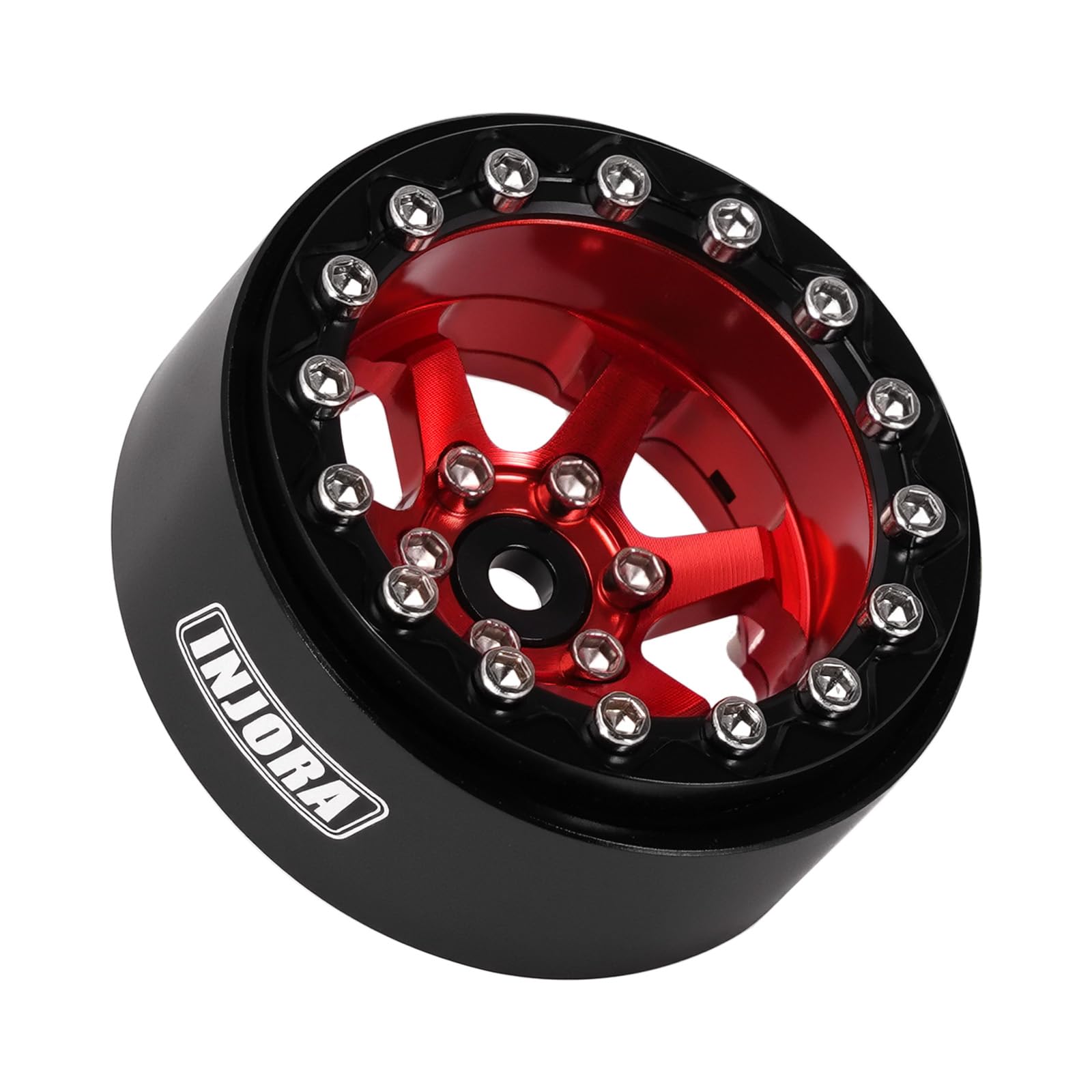 INJORA 1.3" Aluminium Beadlock Wheels -5.25mm Offset for SCX24 TRX4M 1/24 1/18 RC Crawler, Red, 33.5mm (Diameter) x 16.5mm (Width) - Image 4