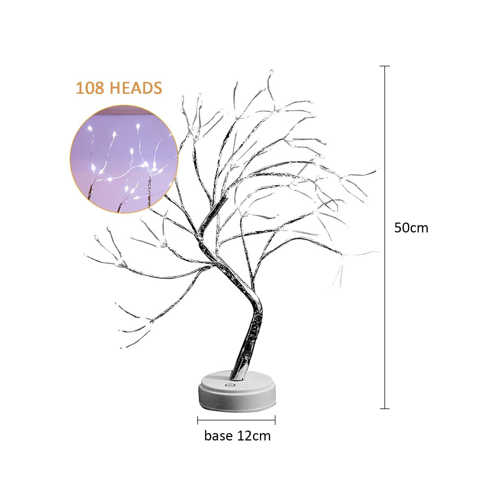 Lampa z piór, 108 LED Tabletop drzewko bonsai Light wodoodporny przełącznik dotykowy drut miedziany oświetlenie gałęzi na pulpit dekoracja przyjęcie ślubne lampa(RGB+Pure White)