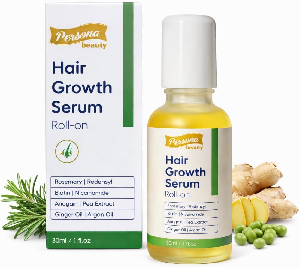 ビオチン、ローズマリー、カフェイン、高麗人参、ナイアシンアミドを含む高度なロールオン育毛美容液 &ndash; 薄毛、ハゲパッチ、弱い根をターゲ